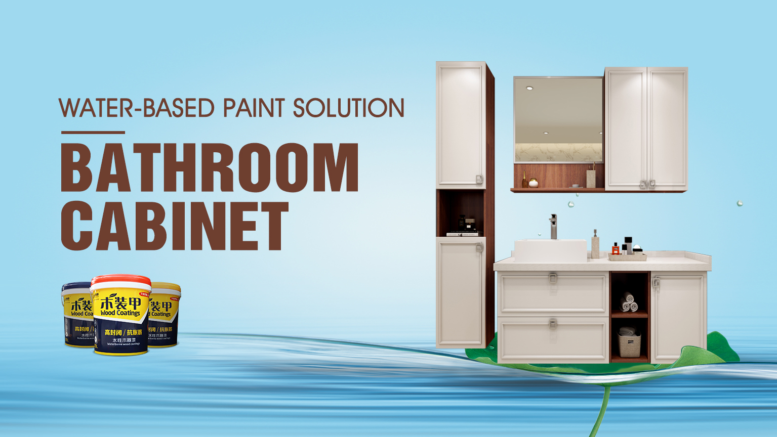 Bathroom cabinet water-based paint solution